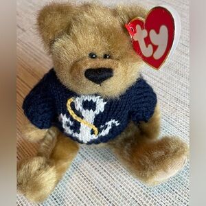 Ty Attic Treasures Salty the Bear with Navy and Gold Anchor Sweater